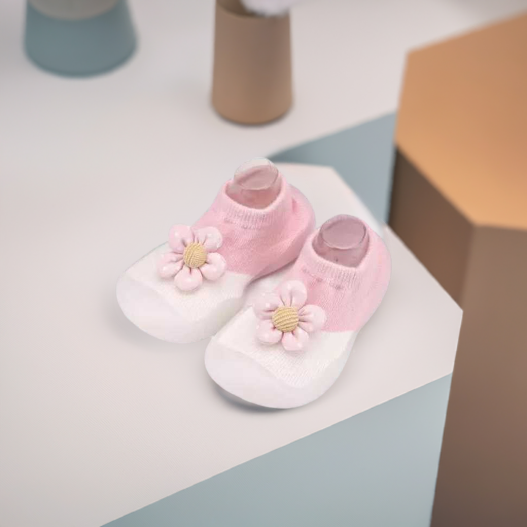 Pink and White Flower Kids Shoes