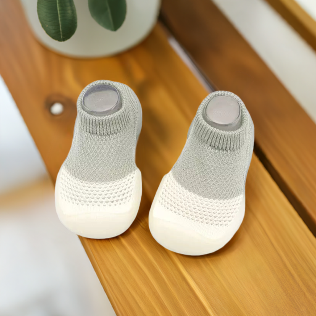 Khaki and White Breathable Kids Shoes