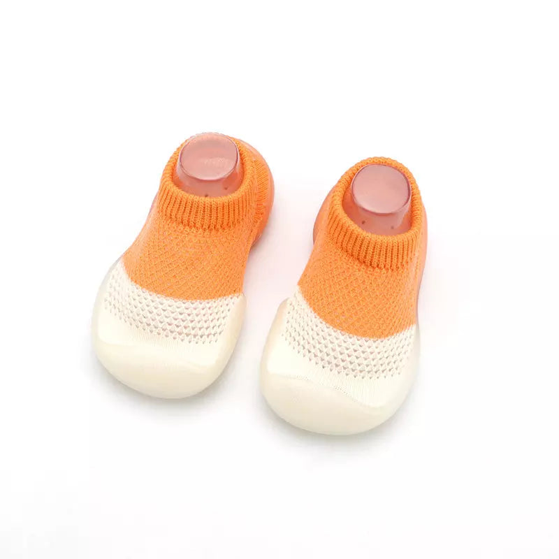 Orange and White breathable shoes for babies and toddlers Bumbi Kids