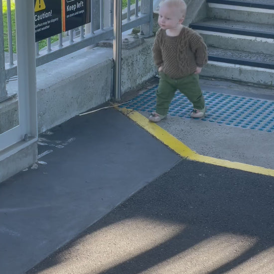 Catching a train with Brown Bear shoes