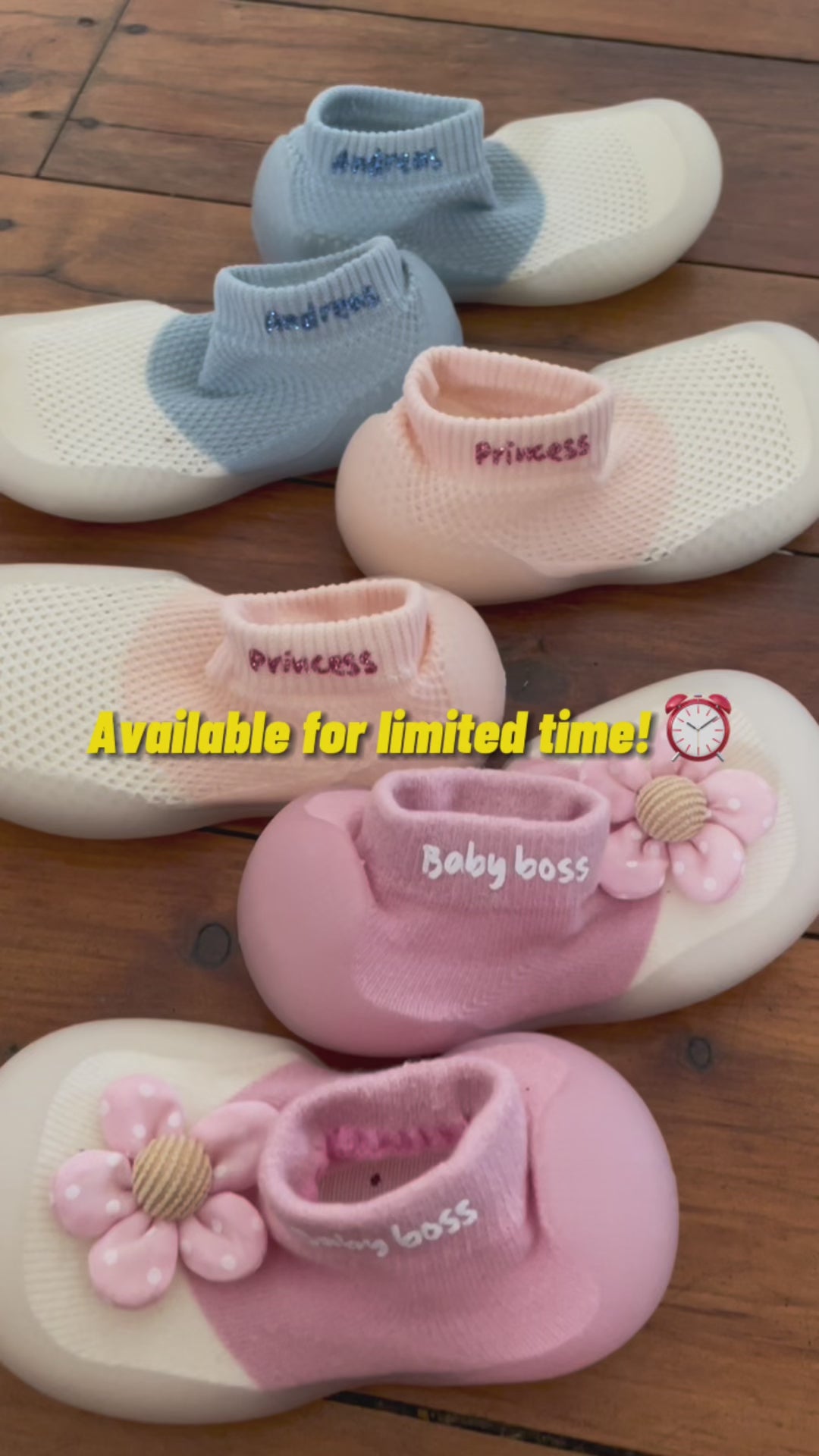 Personalised kids shoes - pink and blue