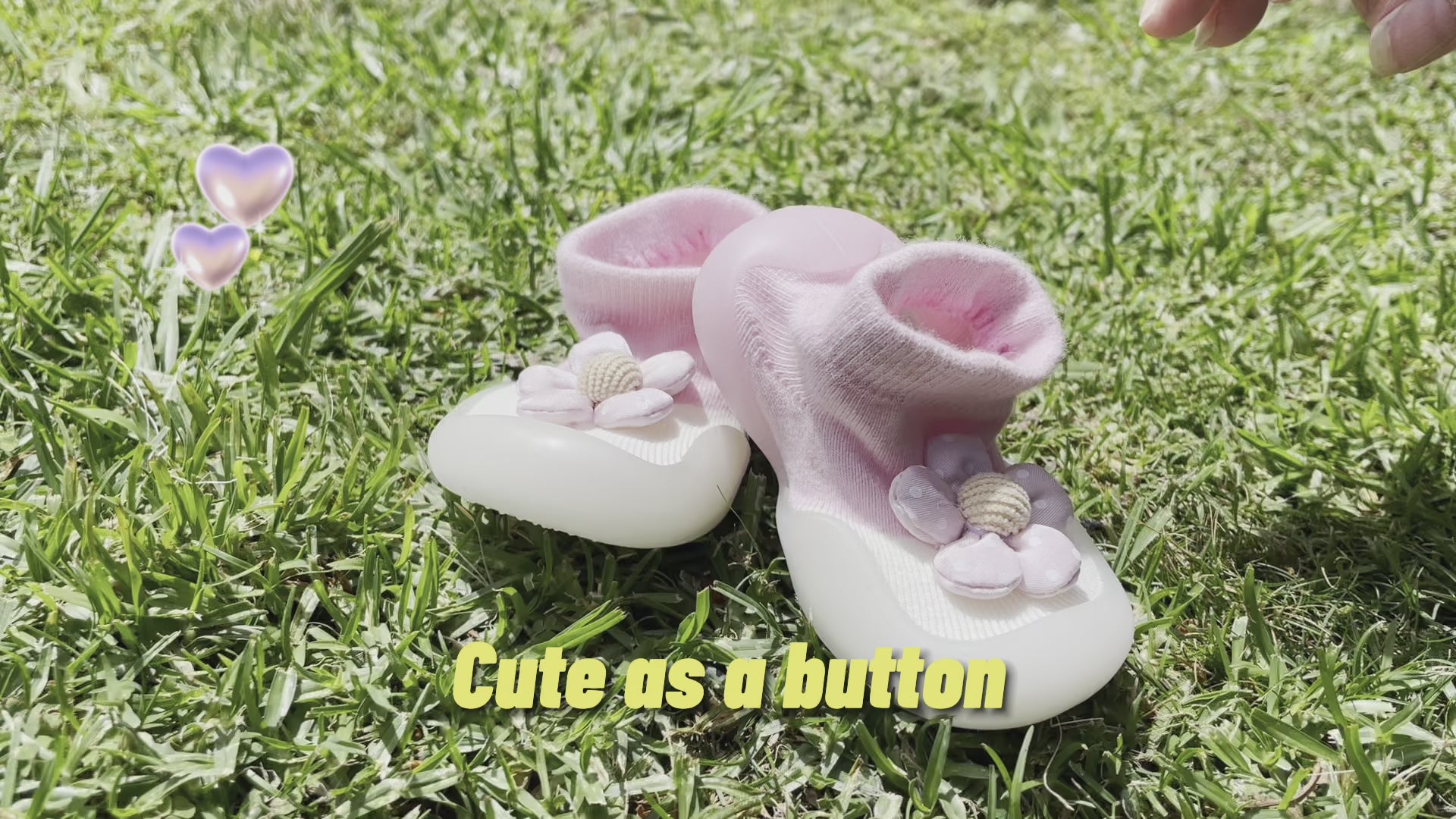 Showcasing pink and white flower kids shoes