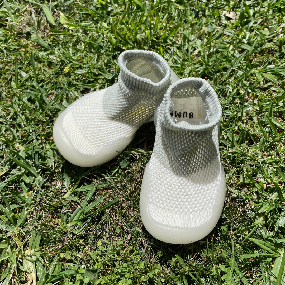 Bumbi Kids Khaki and White Breathable Shoes Stacked