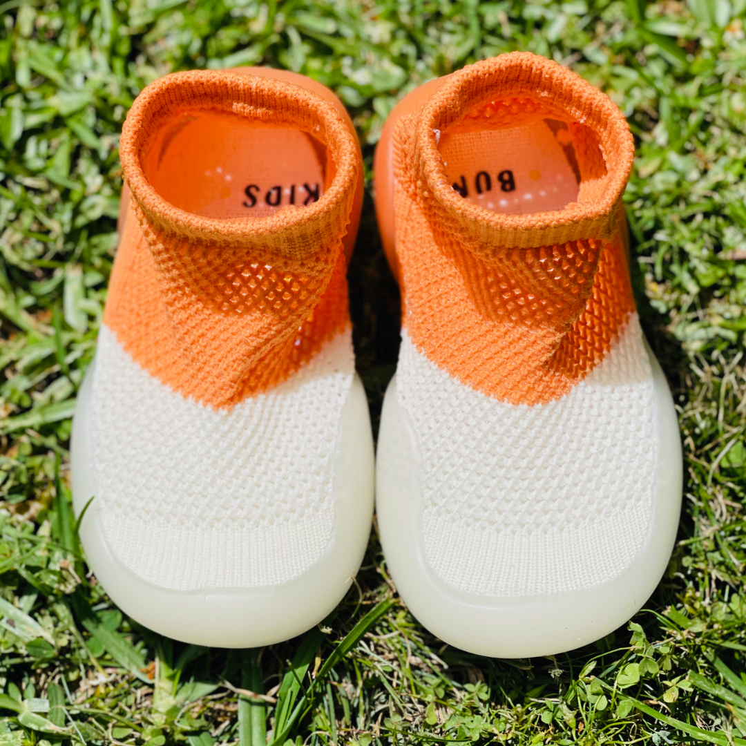 Bumbi Kids Orange and White Shoes Front Outdoors