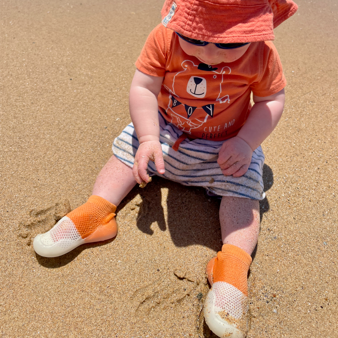 Bumbi Kids Orange and White Breathable Shoes Outdoors